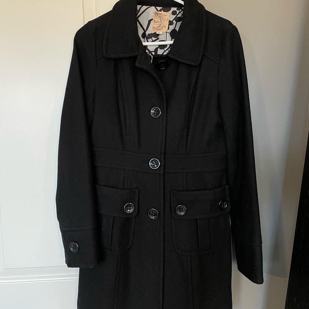 Anthropology Tulle black fitted pea coat - Picture 2 of 4
